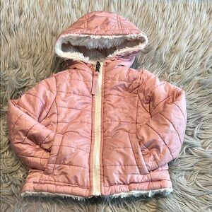 C&C California Pink and White Reversible winter jacket.